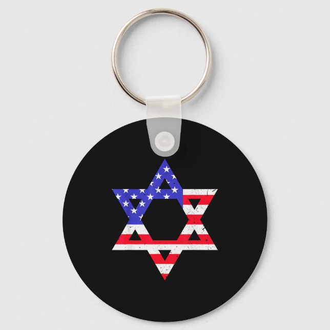 Llavero American Flag Star Of David Jewish Hanukkah T Shir (Anverso)