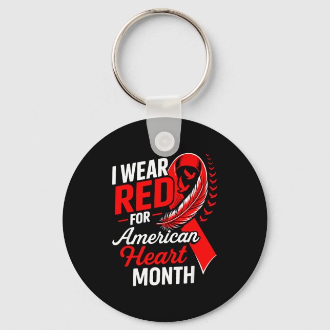 Llavero American Heart Disease Awareness Month Ribbon Red  (Anverso)