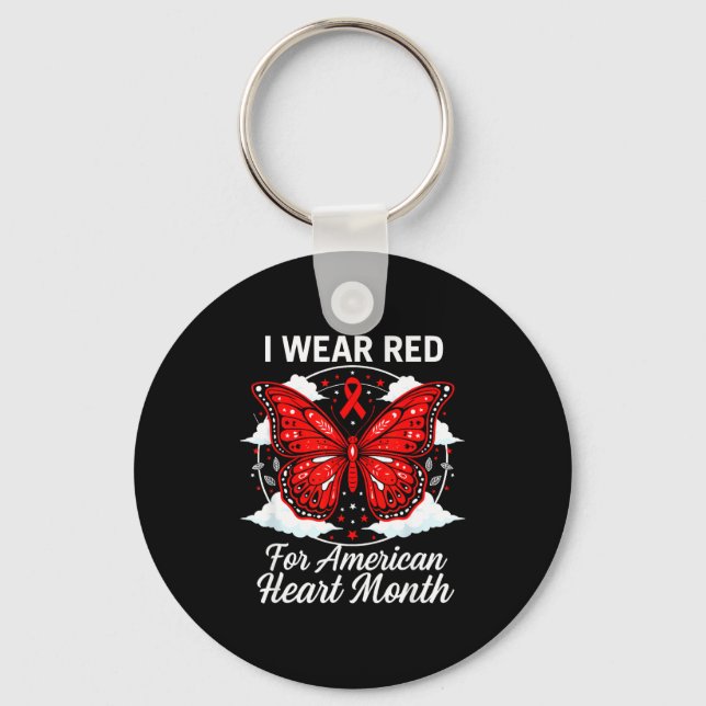 Llavero American Heart Disease Awareness Month Ribbon Red  (Anverso)