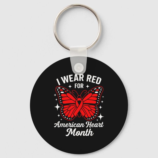 Llavero American Heart Disease Awareness Month Ribbon Red  (Anverso)