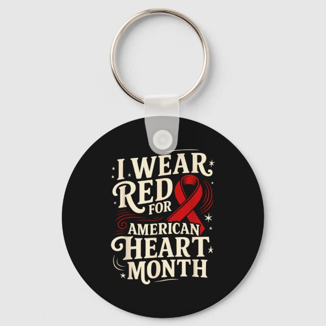 Llavero American Heart Disease Awareness Month Ribbon Red  (Anverso)