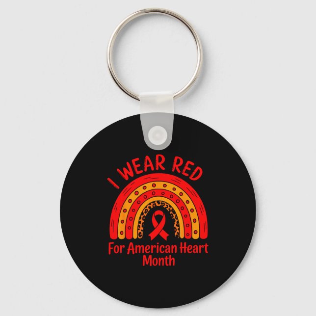 Llavero American Heart Disease Awareness Month Ribbon Red  (Anverso)