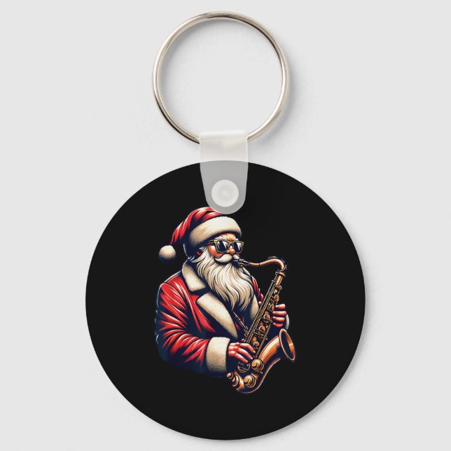 Llavero American Santa Playing Saxophone Xmas Jazz Christm (Anverso)