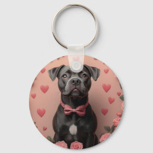 Llavero American Staffordshire con Rosas -Día de San Valen