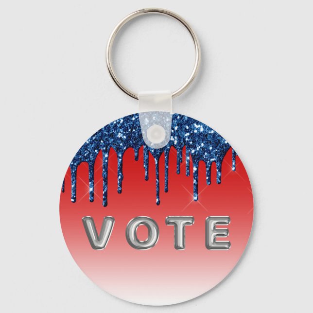Llavero Americana Red Blue Glitter Drip Vote (Reverso )