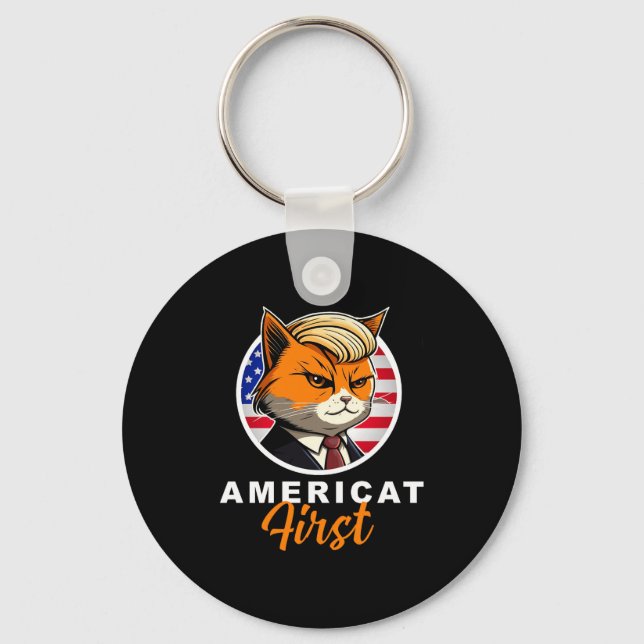 Llavero Americat First Funny Patriot America Cats Presiden (Anverso)