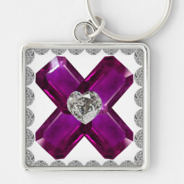 Llavero Amethyst Diamond Art, Purple Keychain
