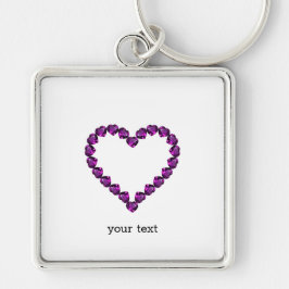 Llavero Amethyst Gemstone Heart Purple
