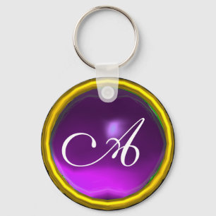 Llavero AMETHYST MONOGRAM ,amarillo púrpura