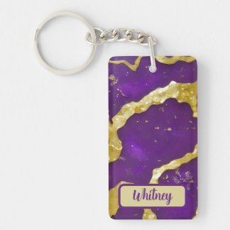 Llavero Ametist and Gold Inspired Keychain (01)