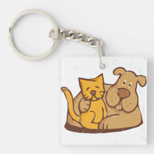 Llavero Amigos de la eternidad Gato y perro juntos