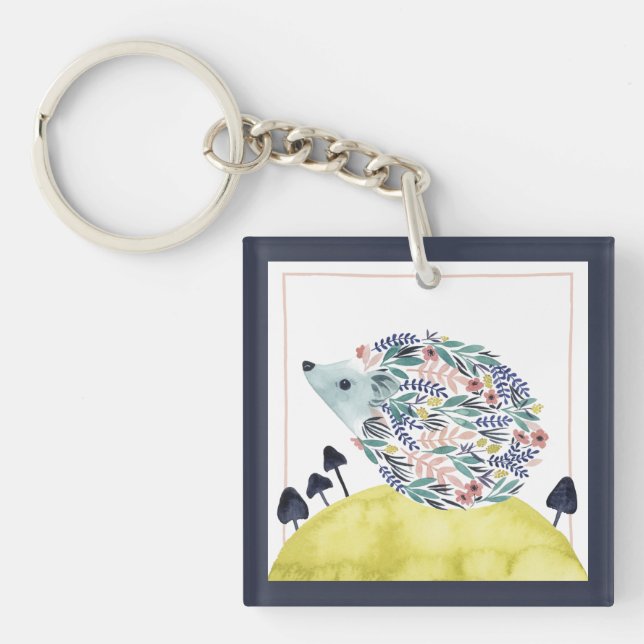 Llavero Amigos del cerdo del seto del arte popular de la (Frente)