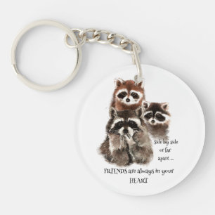 Llavero Amigos en tu corazón cita mapache humor animal