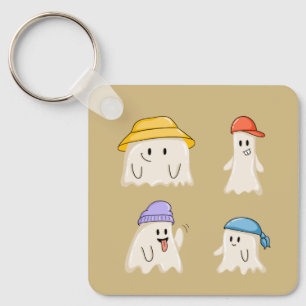 Llavero Amigos fantasmas que llevan sombreros coloridos