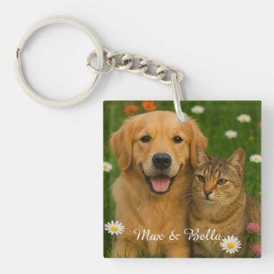 Llavero Amigos mascotas Perro Papá Gato Mamá Regalos De Fo