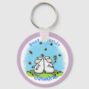 Llavero Amigos ovejas con personalizado de mariposas