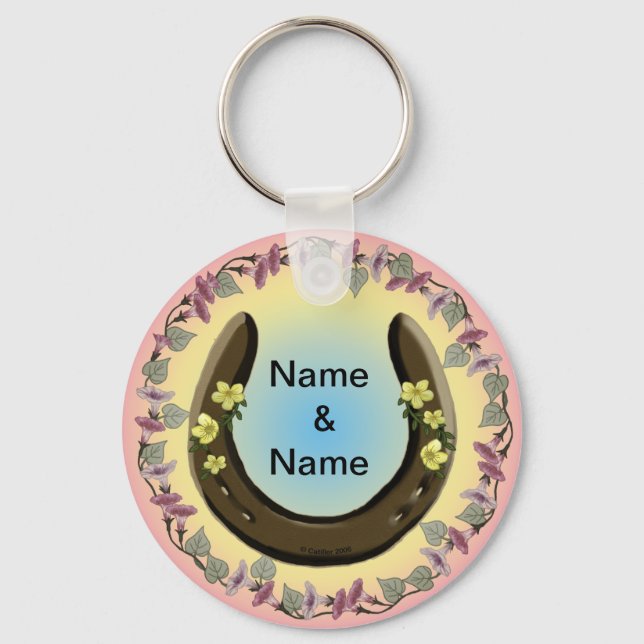 Llavero Amish Flower Horseshoe keychain (Anverso)