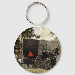 Llavero Amish Horse and Buggy Sepia Postcard Digital Art
