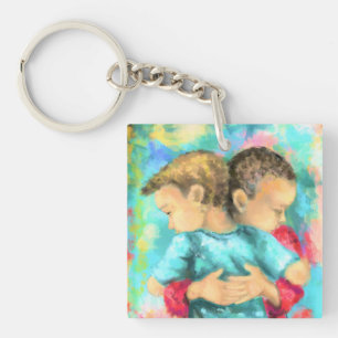 Llavero Amistad Keychain Niños Abrazando - Amor por la Paz