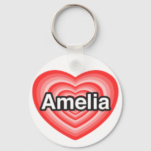 Llavero Amo a Amelia. Te amo Amelia. Corazón