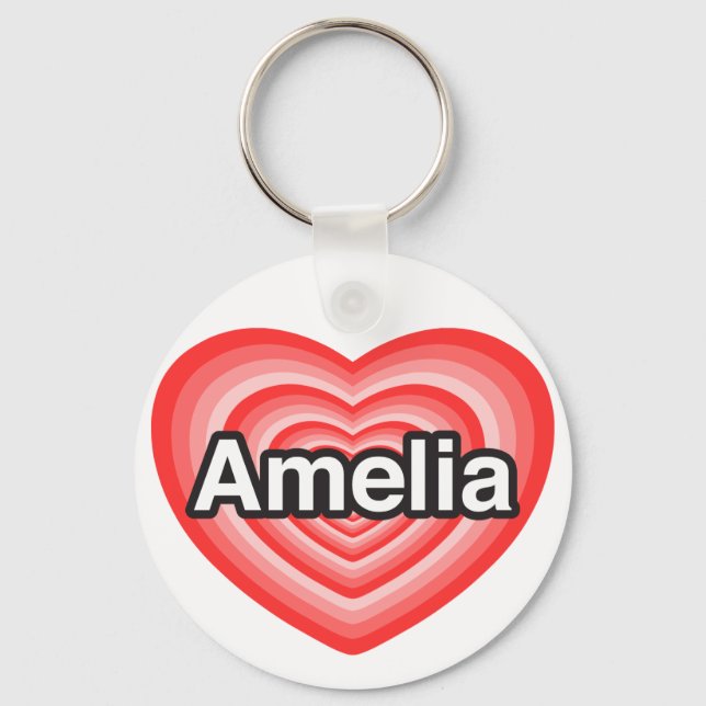Llavero Amo a Amelia. Te amo Amelia. Corazón (Anverso)