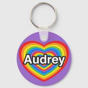 Llavero Amo a Audrey. Te amo Audrey. Corazón