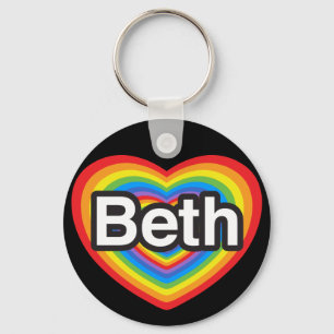 Llavero Amo a Beth. Te amo Beth. Corazón