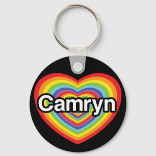 Llavero Amo a Camryn: corazón arco iris