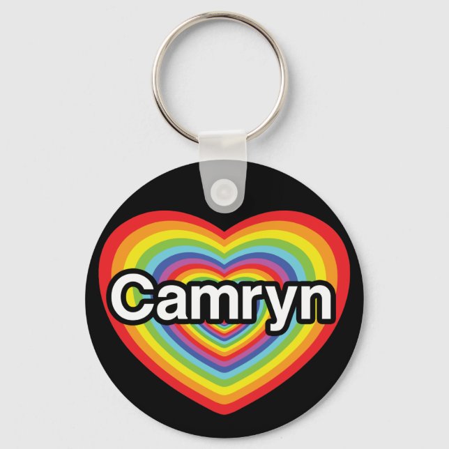 Llavero Amo a Camryn: corazón arco iris (Anverso)