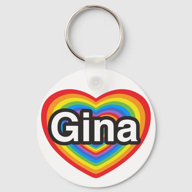 Llavero Amo a Gina. Te amo, Gina. Corazón (Anverso)