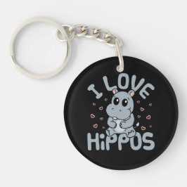 Llavero Amo a Hippos Cute Hippopótamo Lover