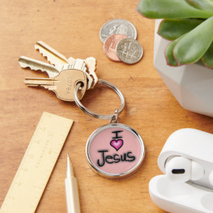 Llavero Amo a Jesús Me Encanta Jesús Rosa 
