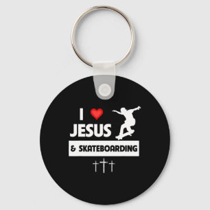 Llavero Amo a Jesús y el monopatín trucos de monopatinador