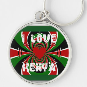 Llavero Amo a Kenia: Arte de Bandera Dinámica