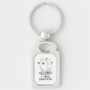 Llavero Amo a las Samoyeds - corazones lindos de perro Sam