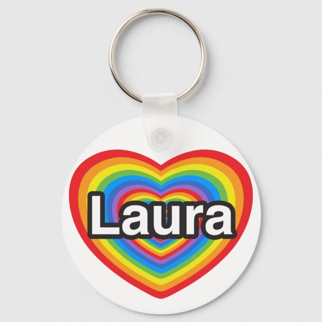 Llavero Amo a Laura. Te amo, Laura. Corazón (Anverso)