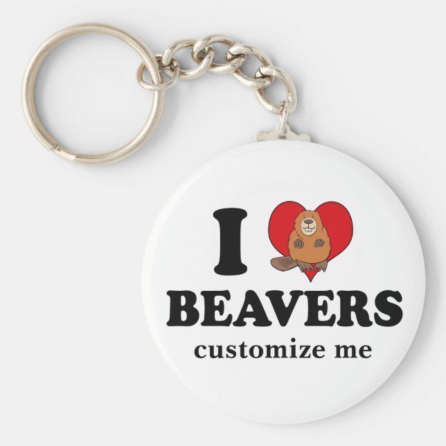 Llavero Amo a los Beavers Personalizado gracioso (Frente)