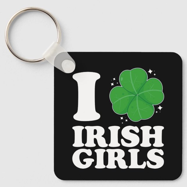 Llavero Amo a los Chicas irlandeses Shamrock Heart St Patr (Anverso)
