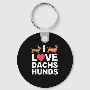 Llavero Amo a los Dachshunds Ilustración divertida con est