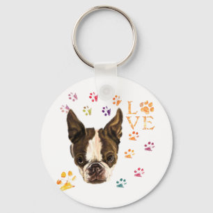 Llavero Amo a los Mascotas - Cachorro de manzana - Dibujo 