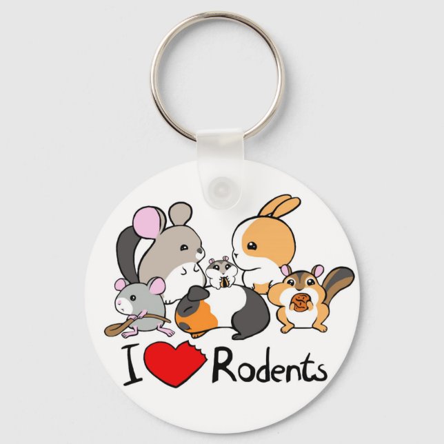 Llavero Amo a los roedores personalizado lindo (Anverso)