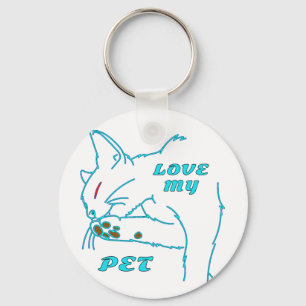 LLAVERO AMO A MI CUTE AQUA MASCOTA CAT