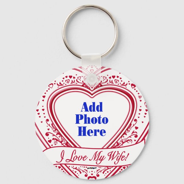 Llavero ¡Amo A Mi Esposa! - Corazones rojos fotográficos (Anverso)