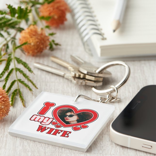 Llavero Amo A Mi Esposa Personalizada (Frente Derecha)
