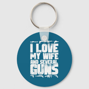 Llavero Amo a mi esposa y varias armas - partidario marido