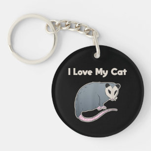 Llavero Amo a mi gato divertido zarigüeya