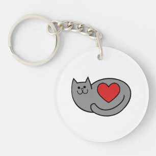 Llavero Amo a mi gato gris
