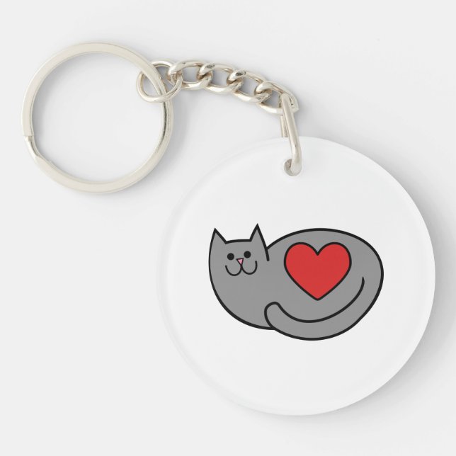 Llavero Amo a mi gato gris (Frente)
