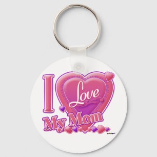 Llavero Amo a mi mamá rosa/morado - corazón