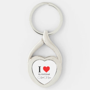 Llavero Amo a mi novia & Corazón Rojo Personalizado